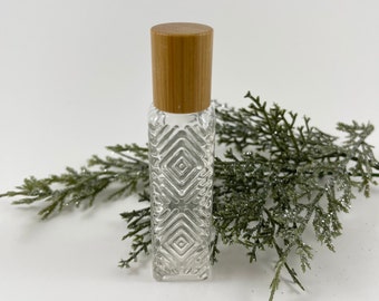 15ml Square Glass Roller || Bamboo Cap