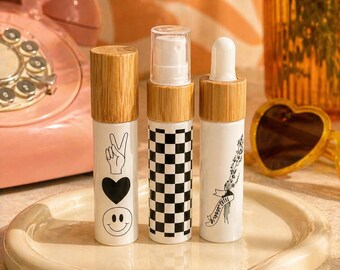 10ML Glass Roller Bottles with Wood Caps | Dropper, Sprayer Options