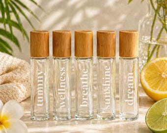 10ML Glass Roller Bottles | Bamboo Cap, Stainless Steel Roller Ball