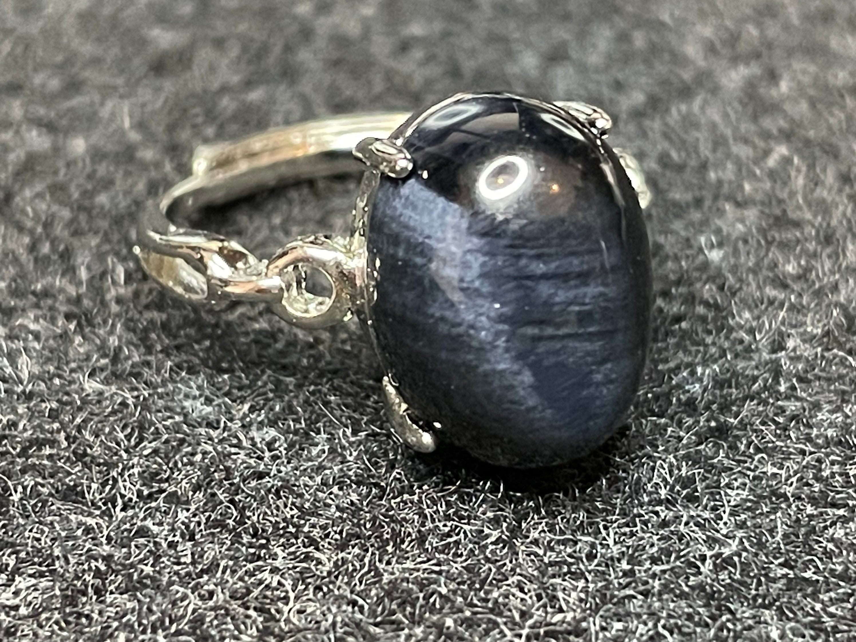 Flashy Blue Tigers Eye crystal Ring