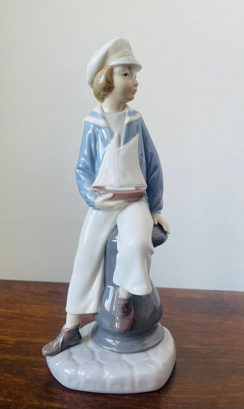 Lladro Sailor Boy With Yacht Toy Porcelain Figurine Sailboat Etsy
