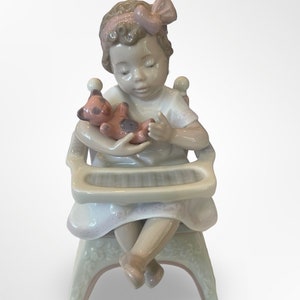 Ladro Porcelain Figurine Little Girl with a Bear Made in Spain