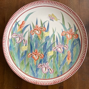Hand Painted Large Plate Tray Japan Floral