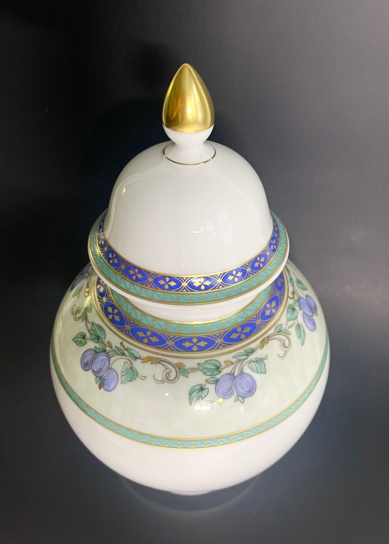 Kaiser Porcelain Ginger Jar Blue Green and Gold Etsy