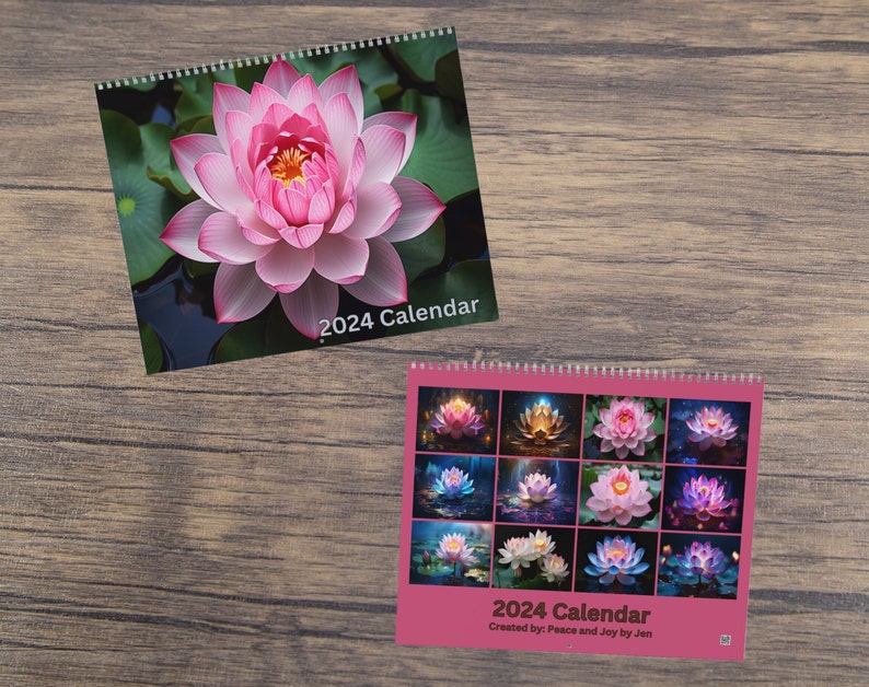 Lotus Blume Wandkalender 2024 Geschenk für Blumenliebhaber Geschenk für Sie 12-Monats-Kalender 