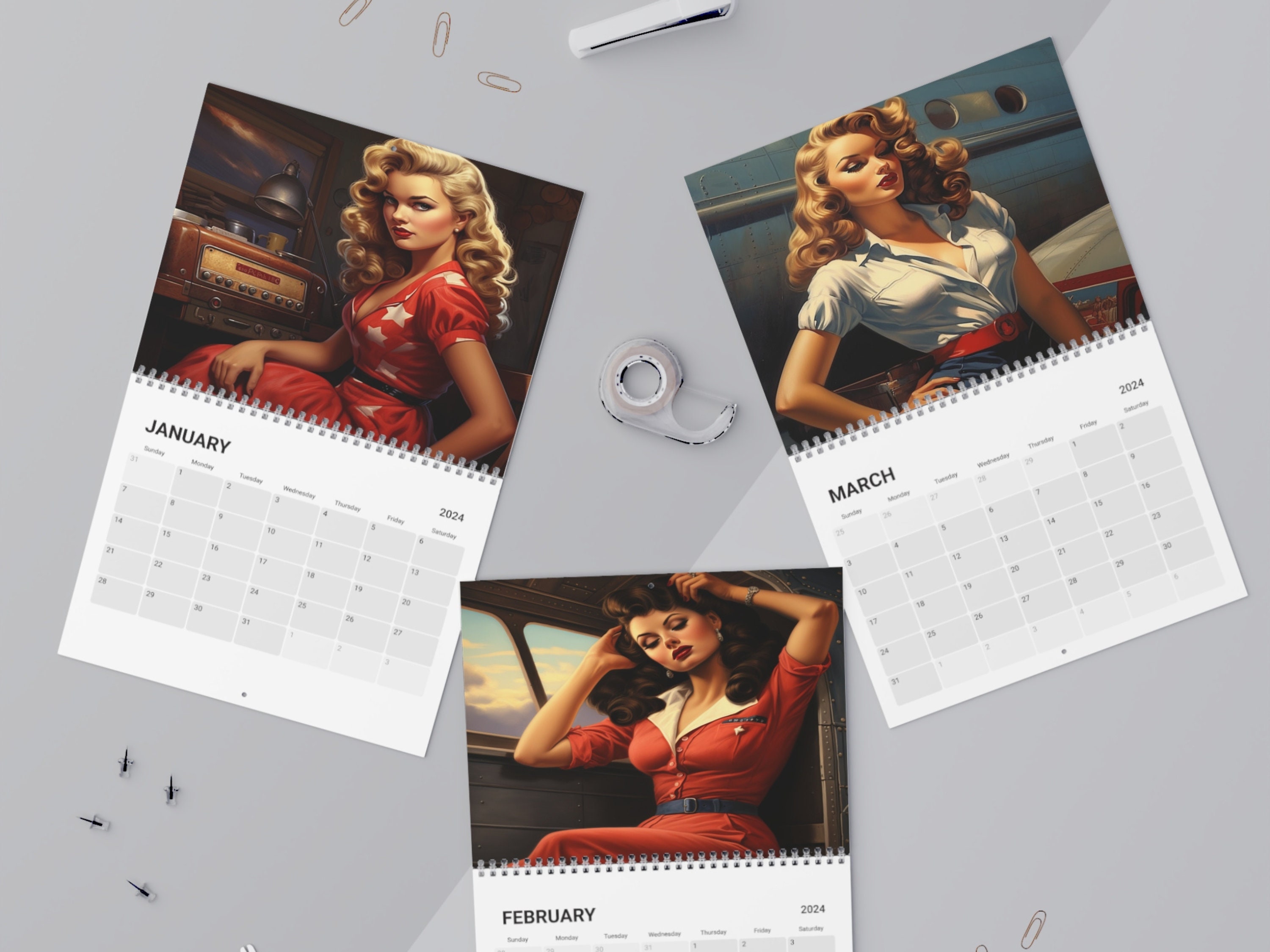 Calendrier 2024 Pin Up Sexy Avec Maxi Poster 30X60Cm (Tsh Ap) Pin