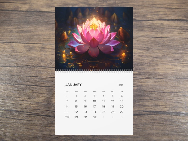 Lotus Blume Wandkalender 2024 Geschenk für Blumenliebhaber Geschenk für Sie 12-Monats-Kalender 
