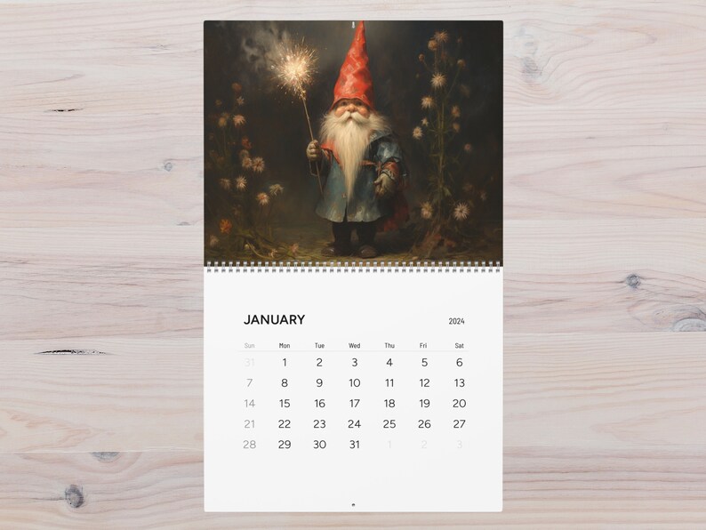 Gnome Wall Calendars 2024 Gift for Gnome Lovers Gift for Etsy UK