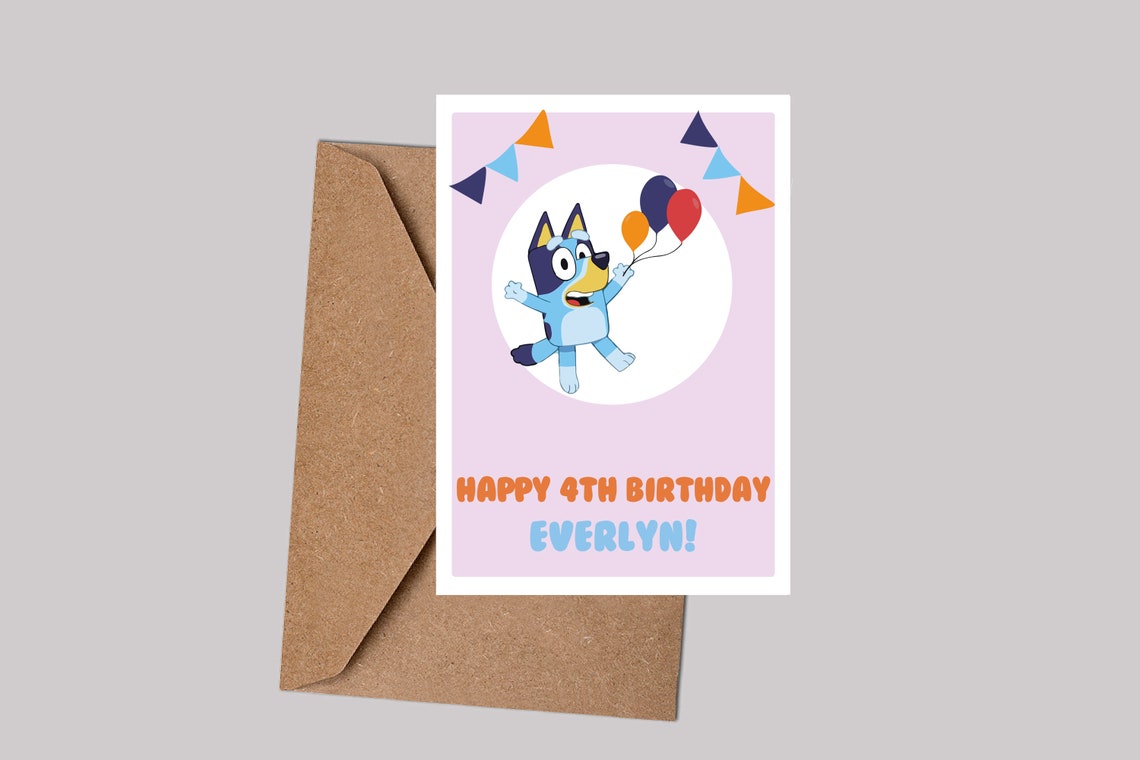 Personalised Bluey Birthday Card Custom Name Age and | Etsy
