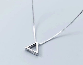 Triangle minimalist necklace• Sterling silver •Geometric necklace •Gift for her • Bridesmaid gift • Christmas gift