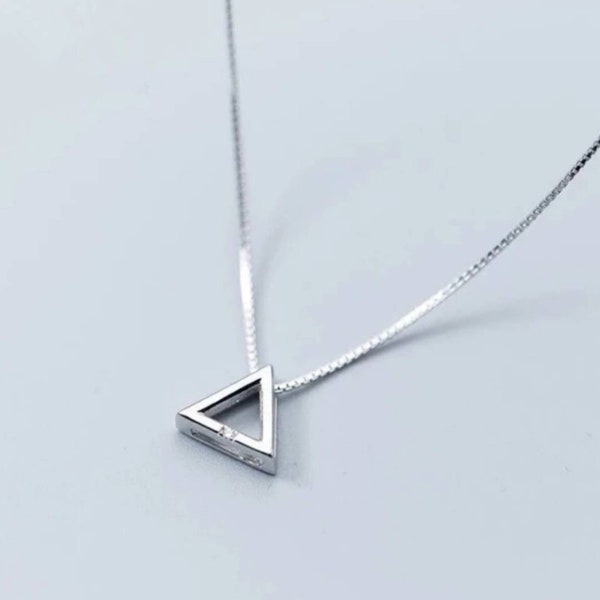 Triangle minimalist necklace• Sterling silver •Geometric necklace •Gift for her • Bridesmaid gift • Christmas gift