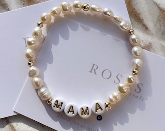 Name Pearl bracelet / mum bracelet / mummy gifts / name personalised bracelet