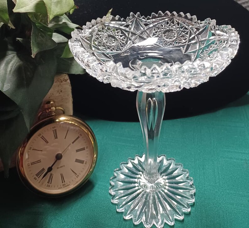 American Brilliant Cut Glass Compote Etsy