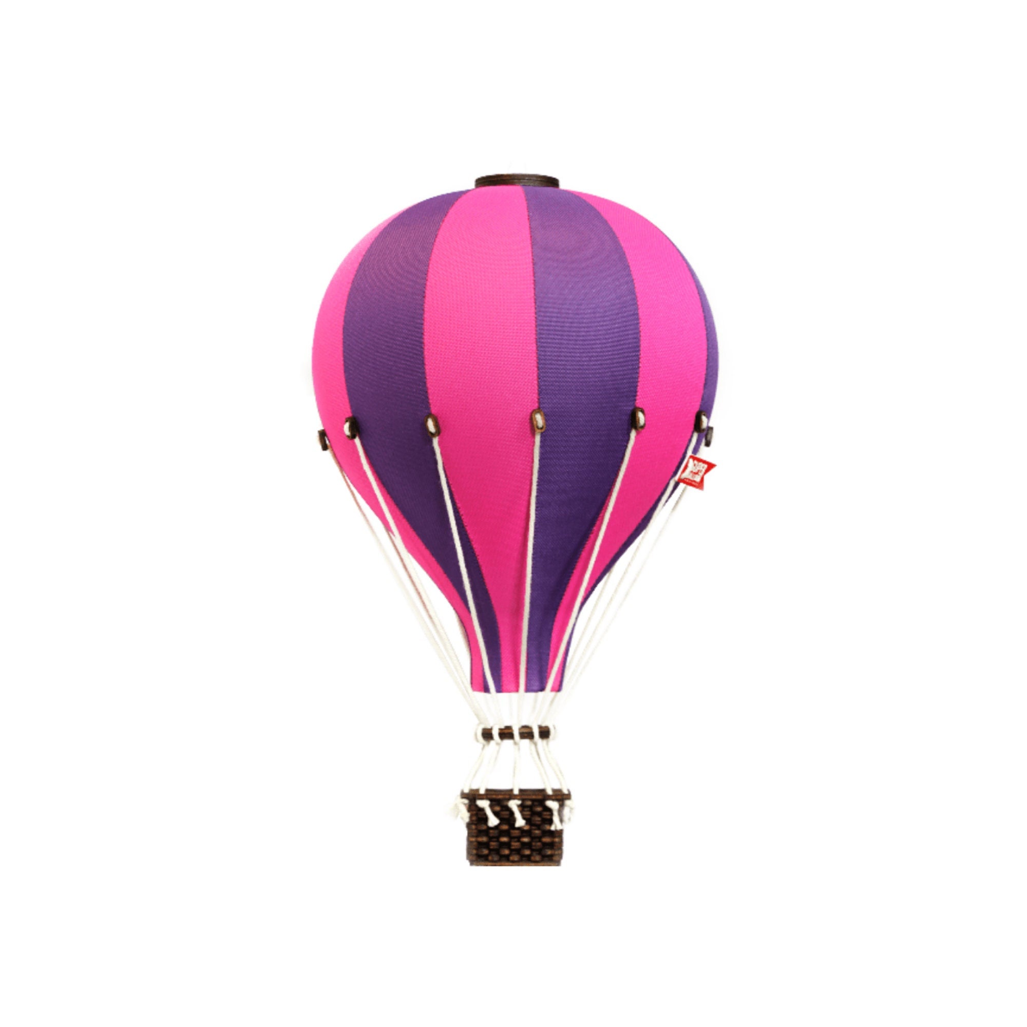Montgolfière en Toile et Bois de Décoration à Suspendre Violet Rose Vif