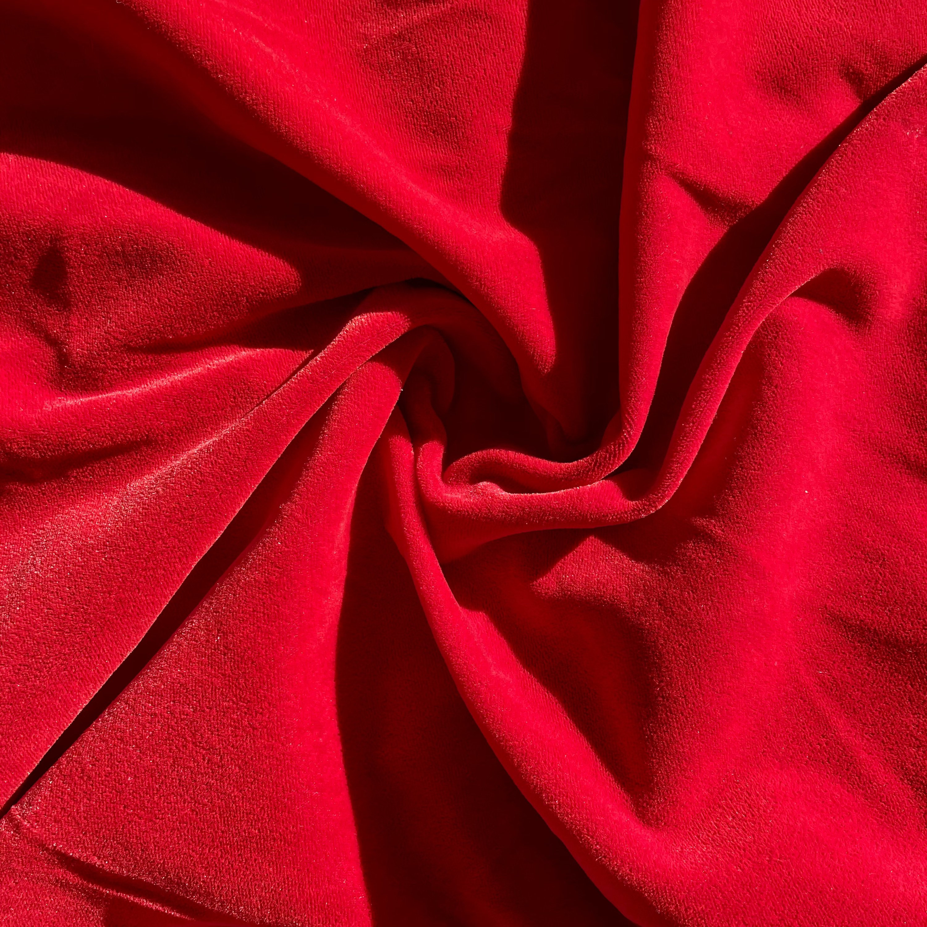 Dark Red Velvet Fabric by the Yard, Lux Red Velour Fabric With Stretch,  Wine Color Velvet Material, Red Crushed Velvet for Dress Skirt Top 