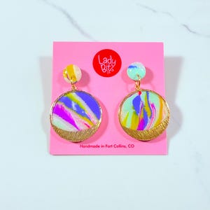 Handmade Earrings | Polymer Clay | Abstract | Tie Dye