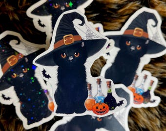 Witch Cat Occult Halloween Sticker