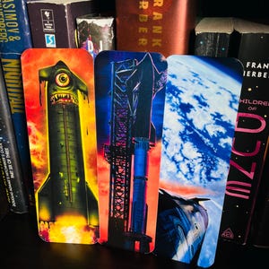 SpaceX Starship bookmarks ORIGINAL ART not AI. 2x7 inches double sides laminated (Olivia Stalvey)