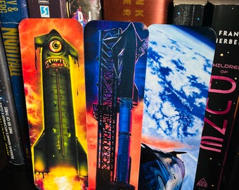 SpaceX Starship bookmarks ORIGINAL ART not AI. 2x7 inches double sides laminated (Olivia Stalvey)