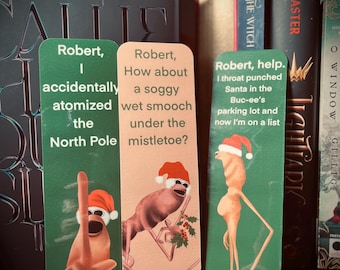 Marcus the Worm Christmas 2.5x7 in double sided bookmarks stocking stuffer ideas!