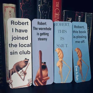 Marcus the Worm 2.5x7 in double sided bookmarks