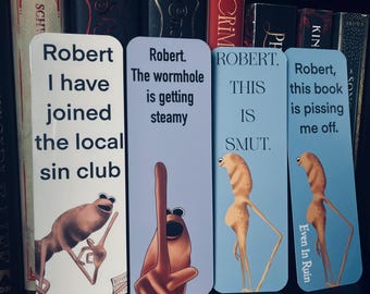 Marcus the Worm 2.5x7 in double sided bookmarks
