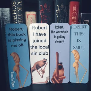 Marcus the Worm 2.5x7 in double sided bookmarks image 2