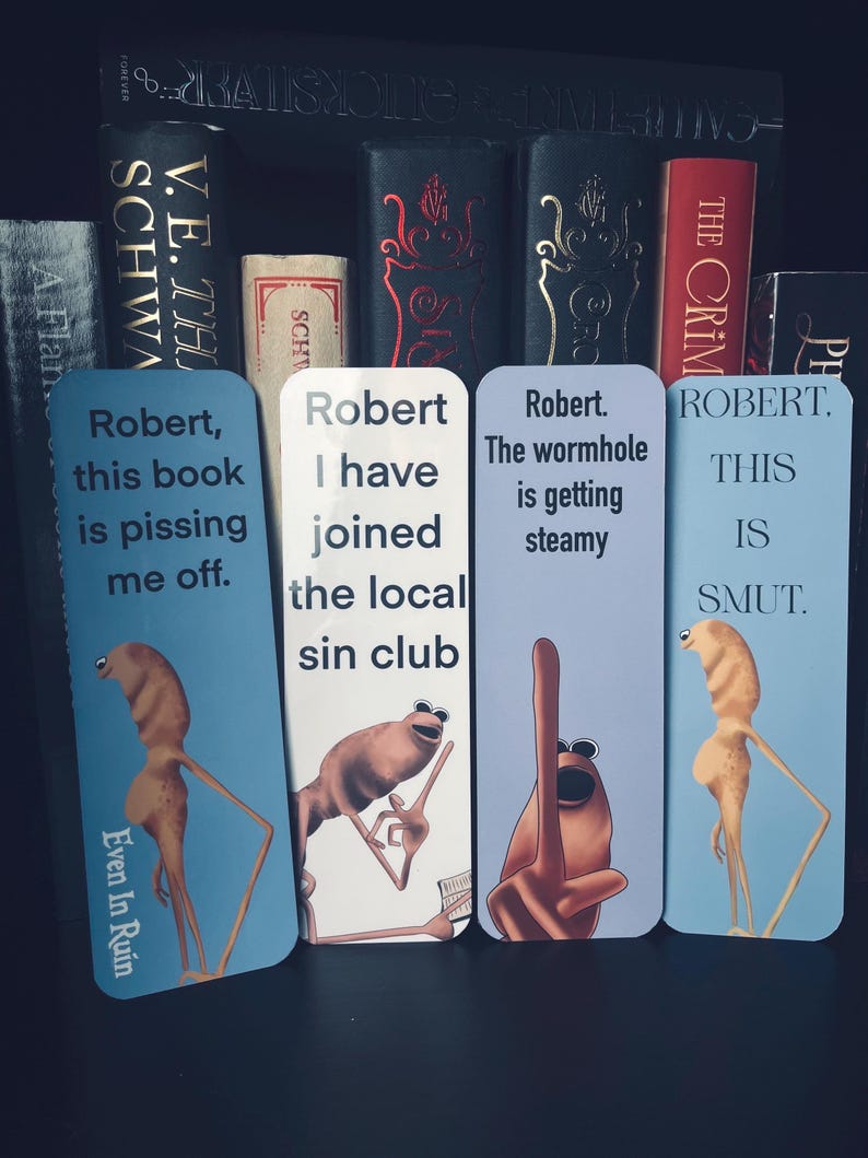Marcus the Worm 2.5x7 in double sided bookmarks image 2