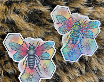 Honeycomb bee sticker