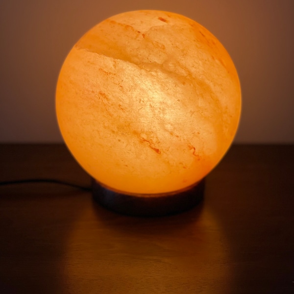 Himalayan Salt Globe Lamp | Authentic Crystal, Purifies Air