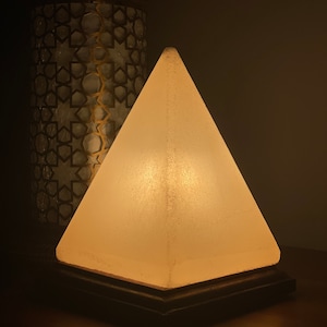 Himalayan Salt Pyramid Lamp | Authentic Himalayan White Salt Crystal | Dimmer | Purifies Air & Improves Sleep | Modern Design