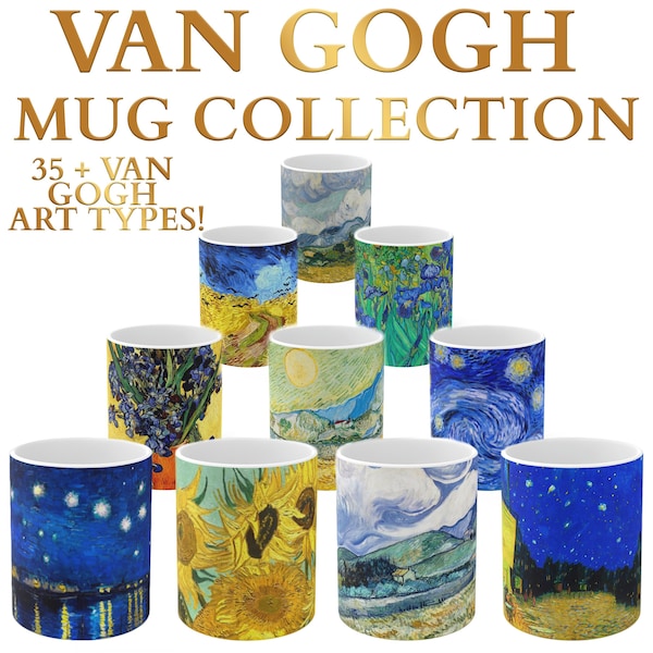 Vincent Van Gogh Mug | Starry Night Mug | Ceramic Van Gogh Coffee Mug Set | Van Gogh Glass Set | HUGE VARIETY!