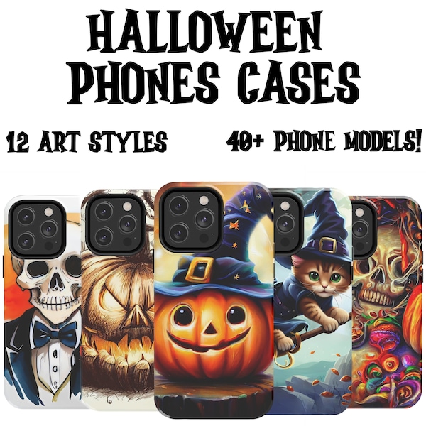 Hoesjes van de Telefoon van Halloween | Griezelig iPhonehoesje | Het hoesje van de Telefoon van het skelet | Kinderen Volwassenen Jongens & Meisjes | Pompoen telefoonhoesje | Achtervolgde heks boe-vleermuis