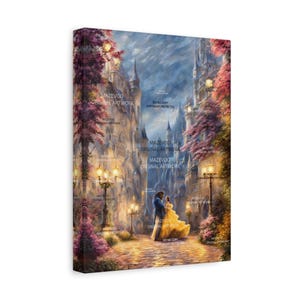 Beauty and the Beast Dancing Wall Art - Stretched Canvas Print, Fantasy Castle Scene Painting, Romantic Poster, Decorative Artwork, image 7