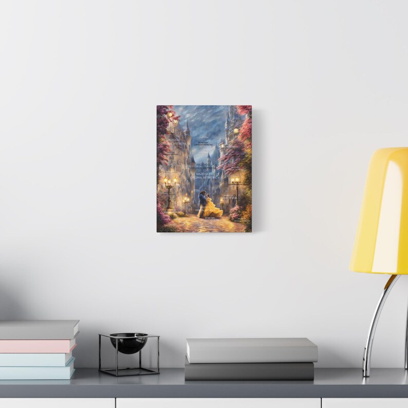 Beauty and the Beast Dancing Wall Art - Stretched Canvas Print, Fantasy Castle Scene Painting, Romantic Poster, Decorative Artwork, image 8