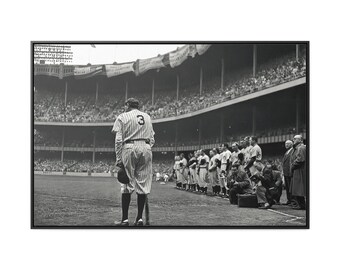 Babe Ruth bows out, Famous vintage Framed Canvas picture | Restored reproduction| The Bambino  | painting drawing fine wall art print