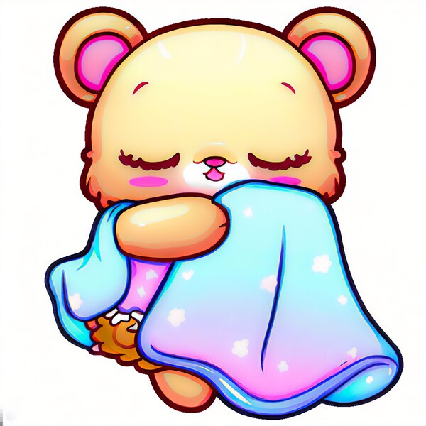 Teddy Bear Clipart | Teddy Bear SVG | Digital Download | Cute Teddy bear holding Blanket PNG | Digital Download | Sleep time