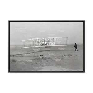Wright Brothers 1903 Flight, Historic Aviation Canvas Art, Kitty Hawk Airplane Wall Decor, Pioneer Flight Photo Print Early Aviation Poster
