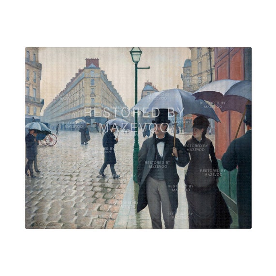 パリの街路; 雨の日のプリント (1877) | ギュスターヴ・カイユボット