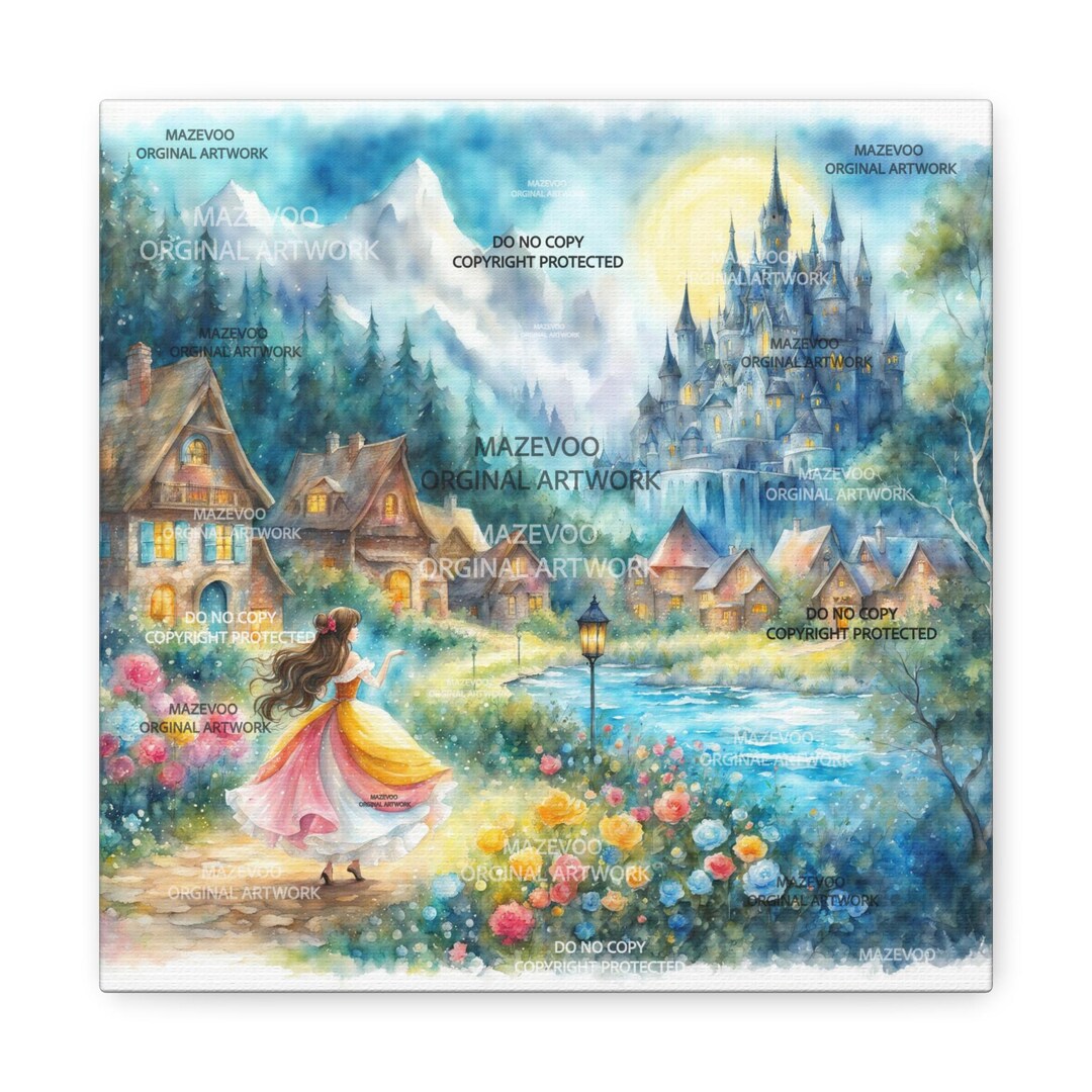 Beauty and the Beast Inspired Canvas Print Wall Art - Belle in ...