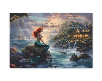 Little Mermaid Wall art | Canvas Poster Artwork Decor for Nursery | Aesthetic Nursery Poster Prints | Kids Bedroom Art Decorations Girl