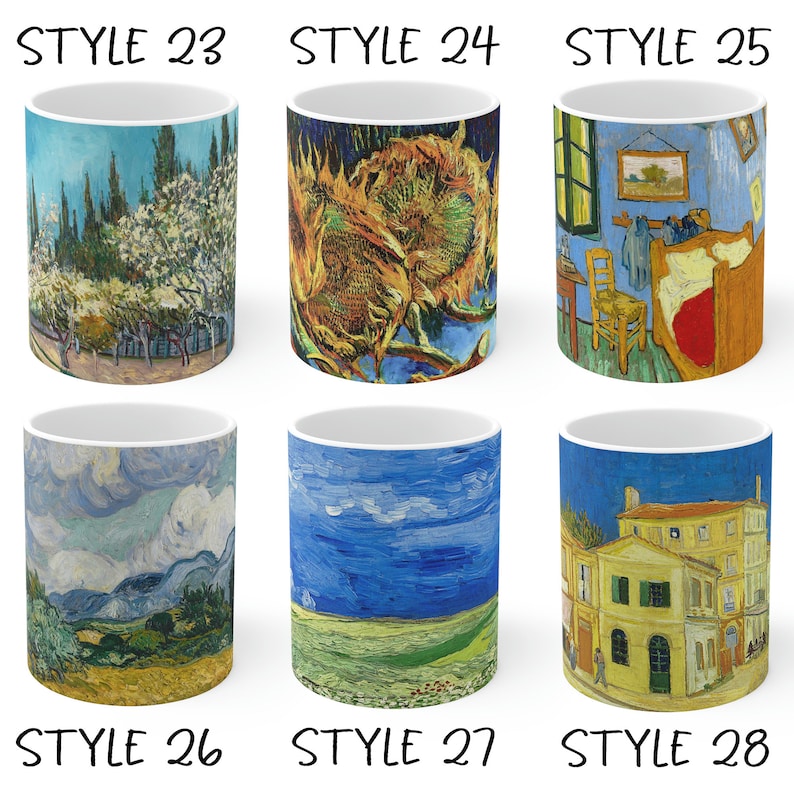 Vincent Van Gogh Mug Starry Night Mug Ceramic Van Gogh Coffee Mug Set Van Gogh Glass Set HUGE VARIETY image 9