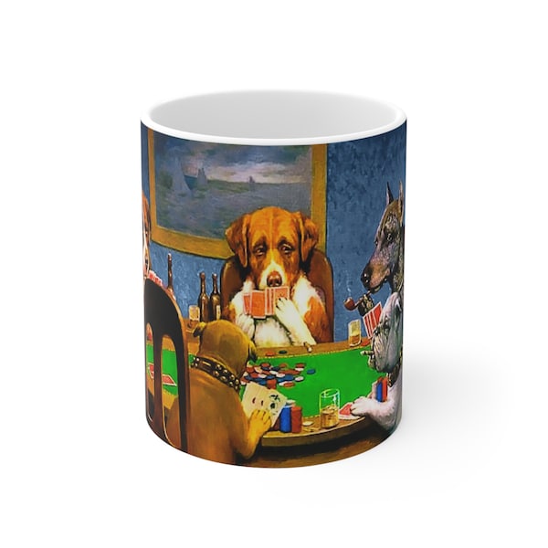 Dogs Playing Poker Mug | Cassius Marcellus Coolidge Mug | Famous Painting Mug | Classic Vintage Artwork | Handmade Mug Drinkware Cup Art