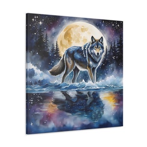 Wolf Leinwand Wandkunst | Wolf Theme Geschenk | Heulender Wolf Gemälde Reproduktion Print | Ästhetisches Poster Kunstwerk Dekor | Frauen Dekorationen