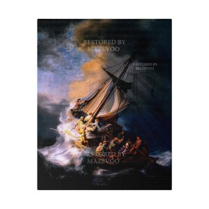 Christ in the Storm of Galilee Canvas (1633) | Christ in the Storm Wall Art Decor | Rembrandt Famous Christian painting fine wall art Print