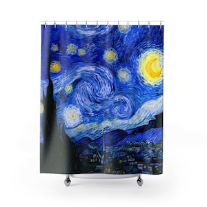 Starry Night Shower Curtain | Vincent Van Gogh Shower Curtain Van Gogh | Artistic Shower Curtain | Van Gogh Gifts | Van Gogh Present Large