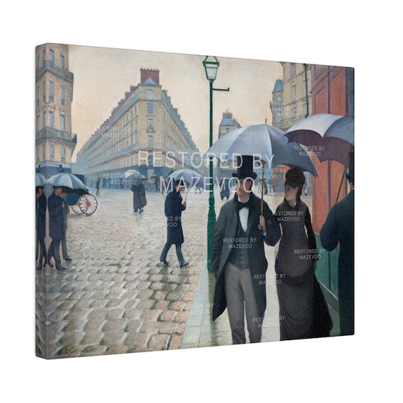 パリの街路; 雨の日のプリント (1877) | ギュスターヴ・カイユボット