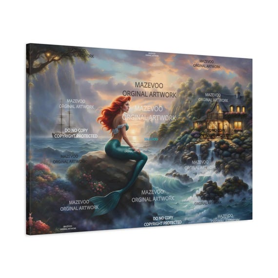 Little Mermaid Wall Art Canvas Poster Artwork Decor for Nursery