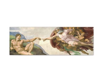 Creation of Adam Stretched Canvas | Renaissance Art Print | Sistine Chapel Wall Decor | Famous Fresco Artwork | Biblical Scene Painting |