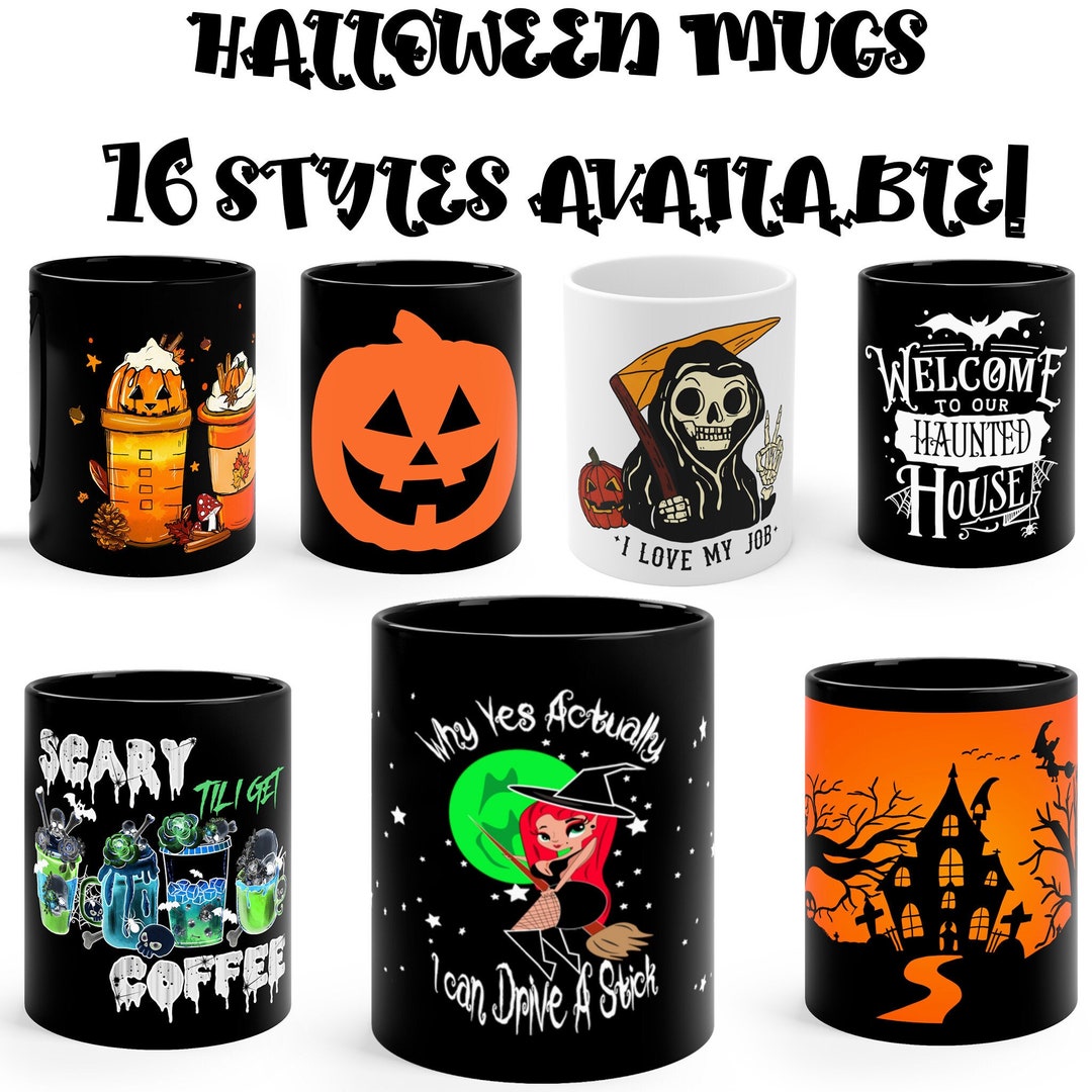 Halloween Mug Set Halloween Coffee Mugs Spooky Mug Jack O Lantern Mug